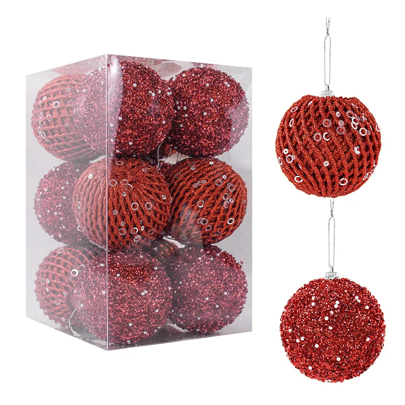 12-Piece Glitter Christmas Tree Ball Ornaments