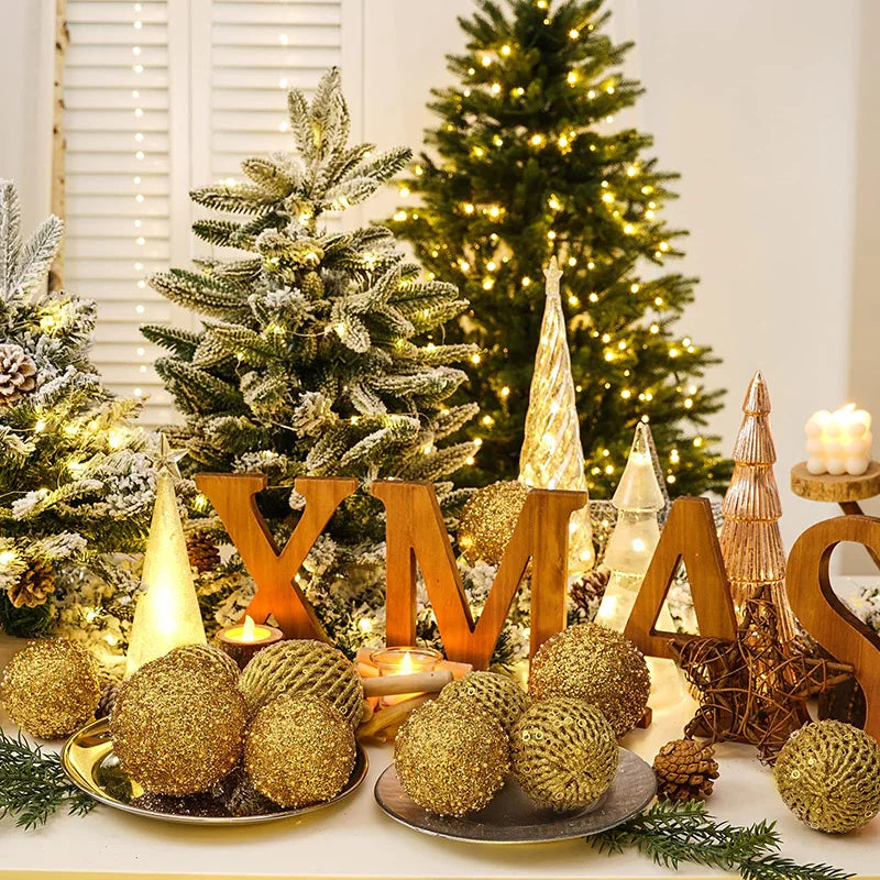 12-Piece Glitter Christmas Tree Ball Ornaments