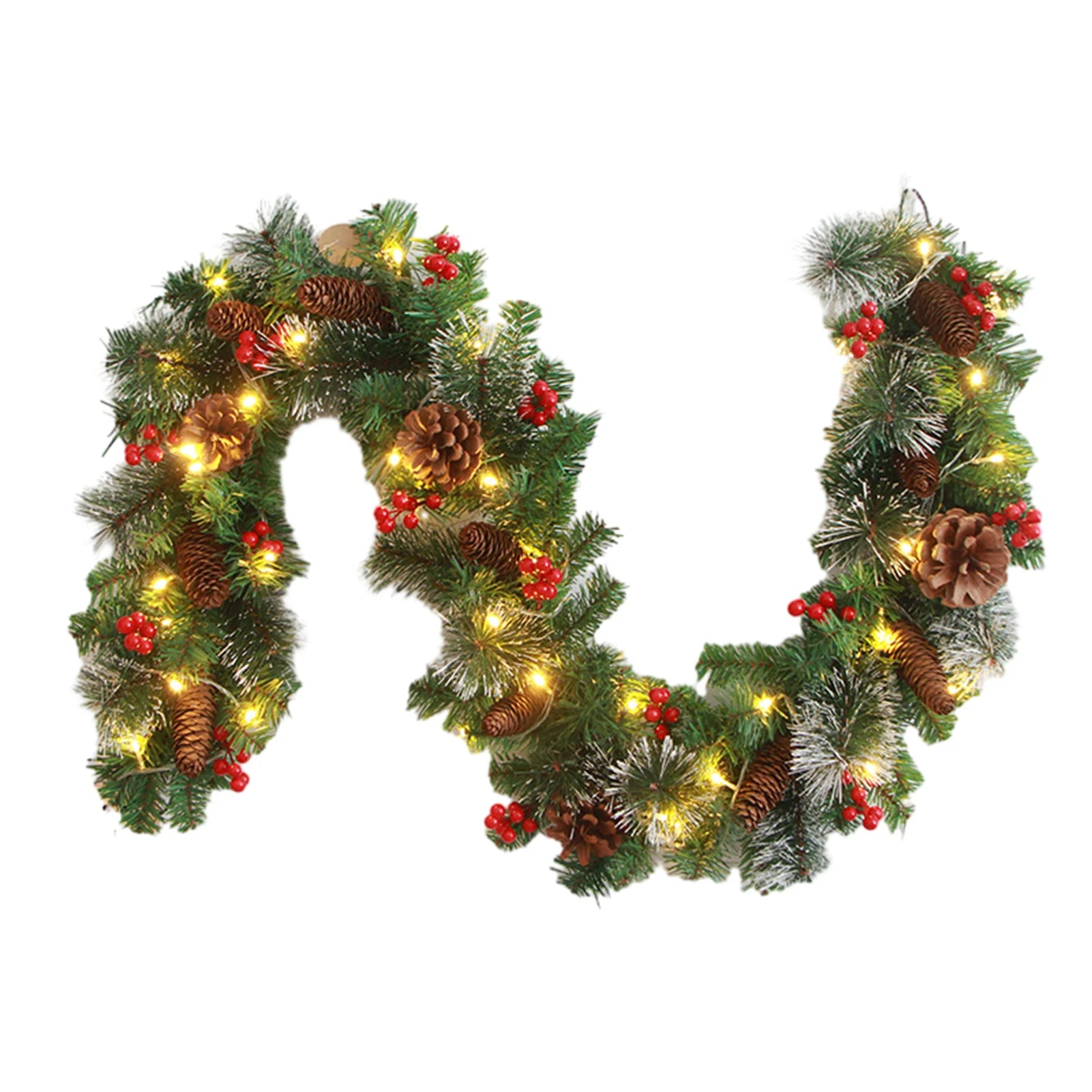 Christmas Garlands with Pinecones and Red Berries