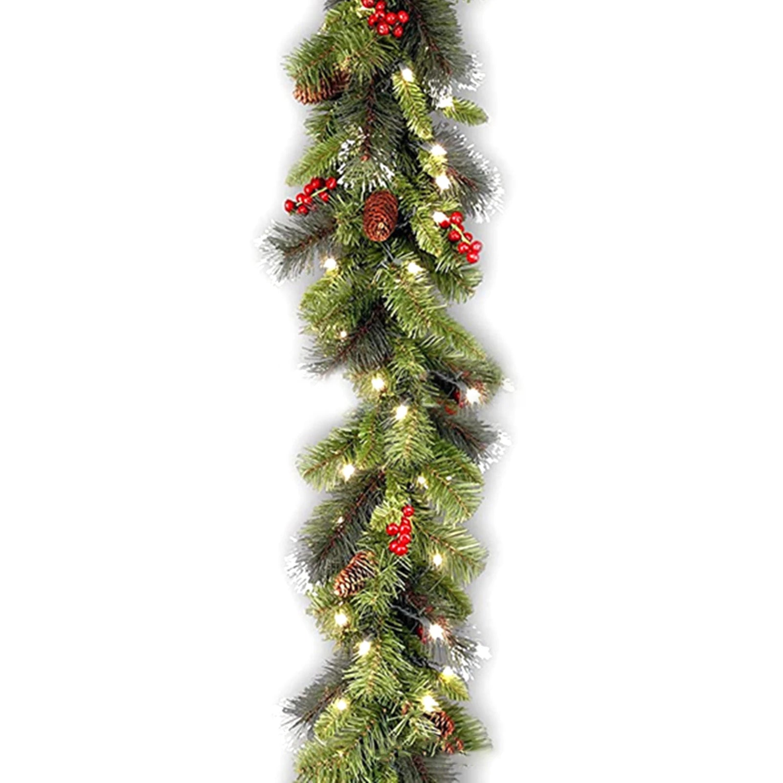Christmas Garlands with Pinecones and Red Berries