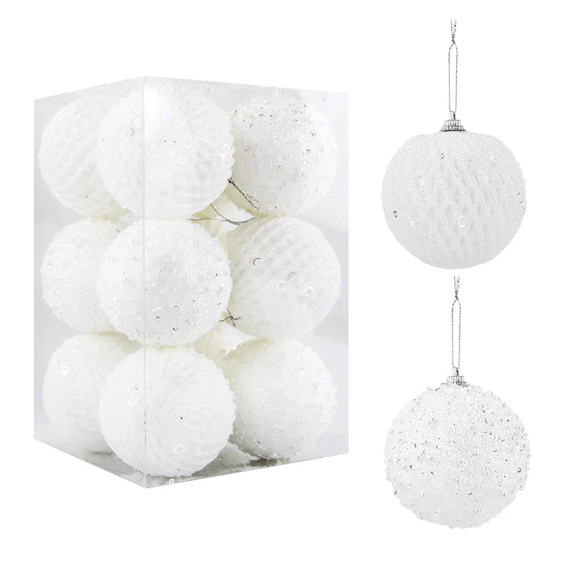 12-Piece Glitter Christmas Tree Ball Ornaments