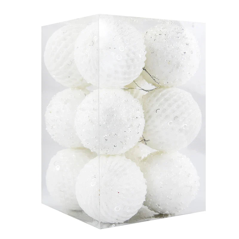 12-Piece Glitter Christmas Tree Ball Ornaments