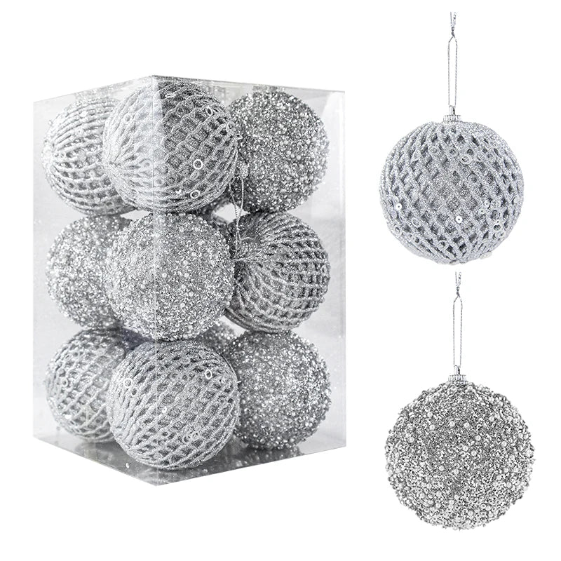 12-Piece Glitter Christmas Tree Ball Ornaments