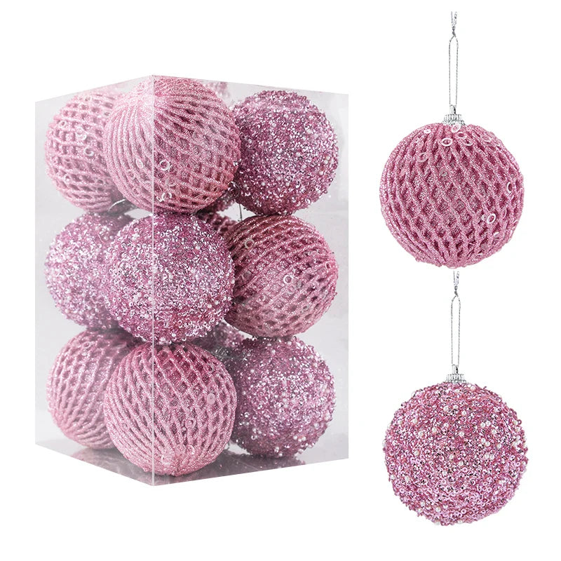 12-Piece Glitter Christmas Tree Ball Ornaments