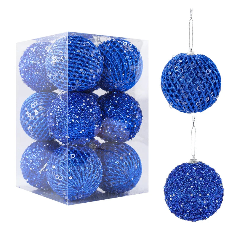 12-Piece Glitter Christmas Tree Ball Ornaments