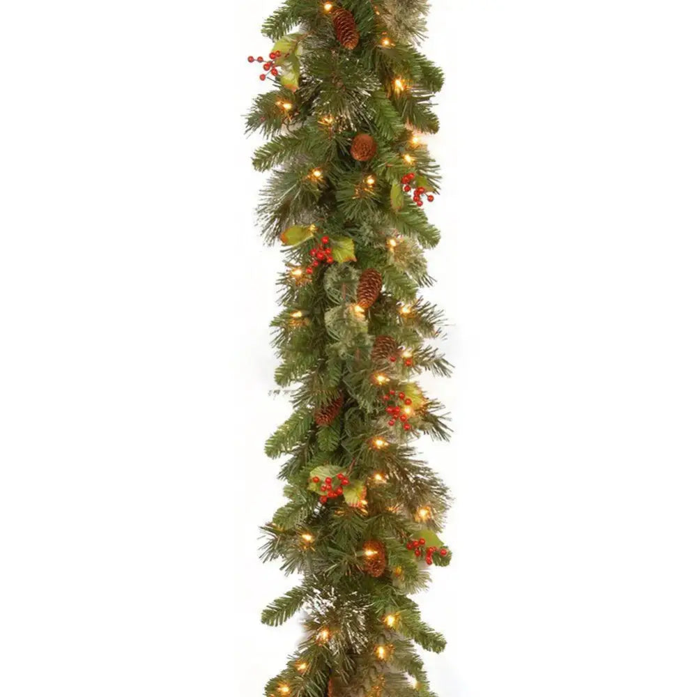Christmas Garlands with Pinecones and Red Berries