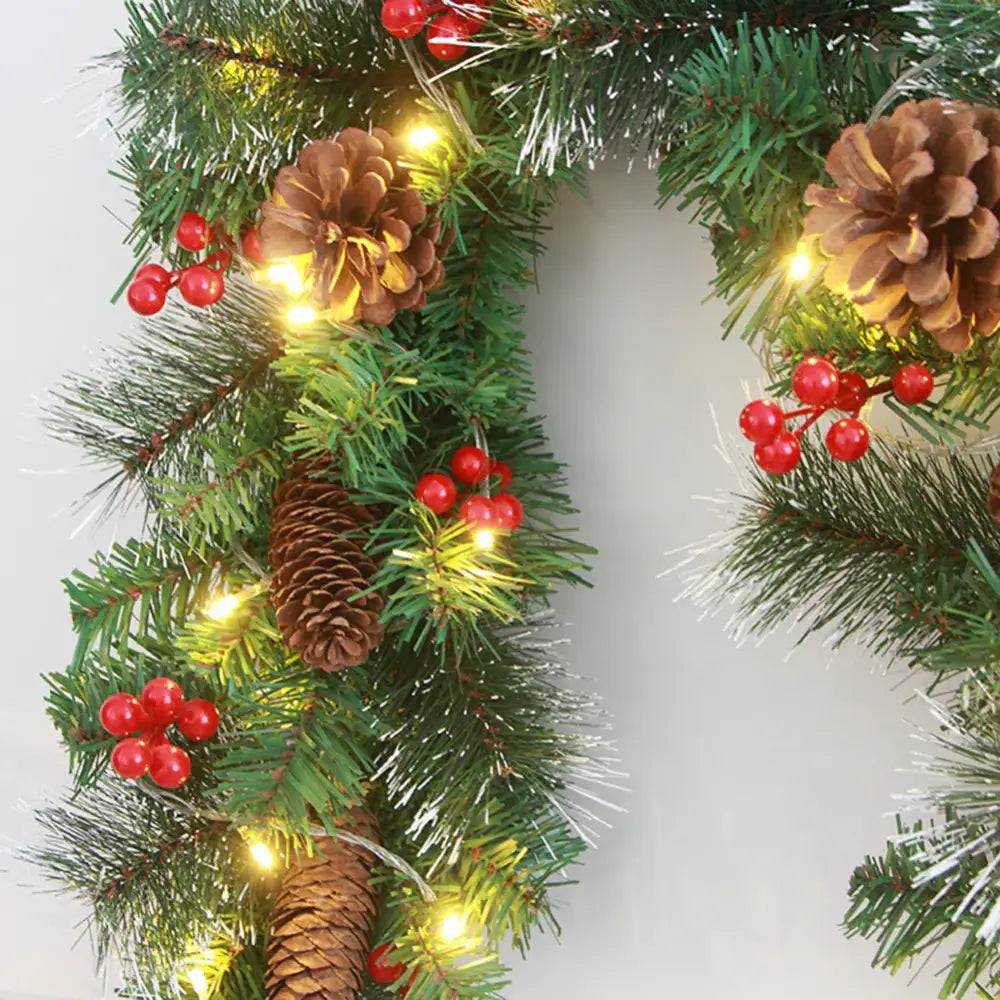 Christmas Garlands with Pinecones and Red Berries