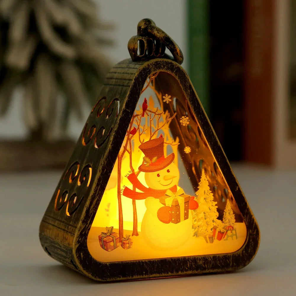 Bronze color Elk Charming Christmas Scene Mini Lanterns (Set of 3)