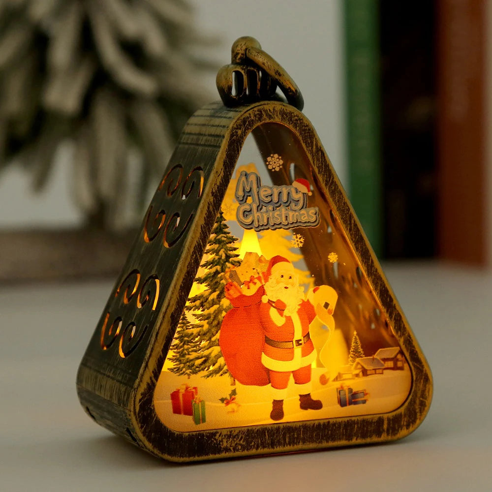 Bronze color Elk Charming Christmas Scene Mini Lanterns (Set of 3)