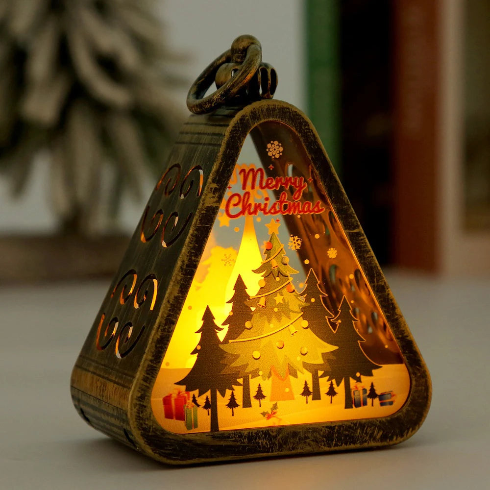 Bronze color Elk Charming Christmas Scene Mini Lanterns (Set of 3)