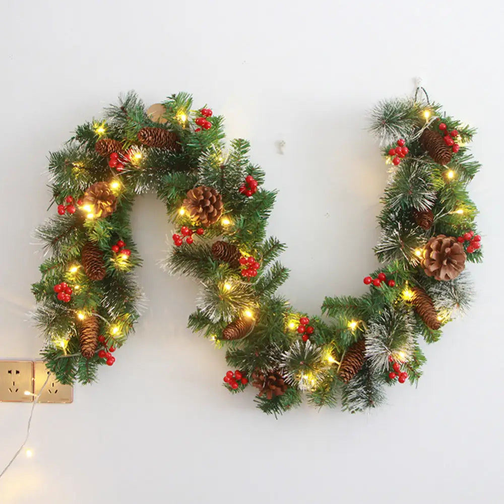 Christmas Garlands with Pinecones and Red Berries