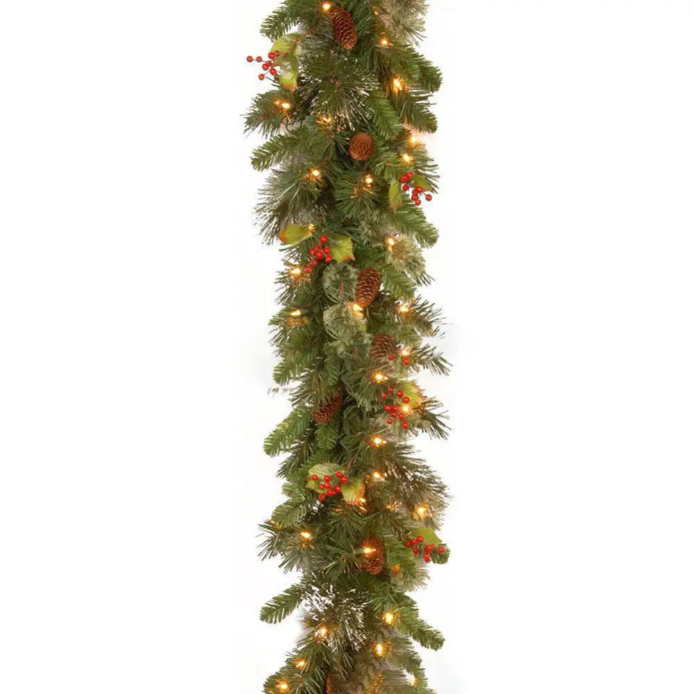 Christmas Garlands with Pinecones and Red Berries